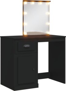 vidaXL Toaletka z lampkami LED, czarna, 90x42x132,5 cm 2