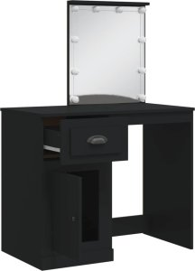 vidaXL Toaletka z lampkami LED, czarna, 90x42x132,5 cm 4