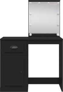 vidaXL Toaletka z lampkami LED, czarna, 90x42x132,5 cm 5