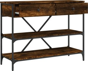 vidaXL Stolik konsolowy z szufladami i półkami, przydymiony dąb 5