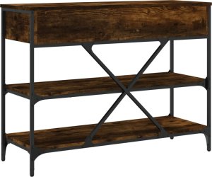 vidaXL Stolik konsolowy z szufladami i półkami, przydymiony dąb 8