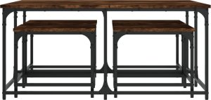 vidaXL Stoliki kawowe, wsuwane jeden pod drugi, 5 szt, przydymiony dąb 4