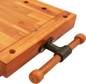 vidaXL Blat roboczy z imadłem, 52x44x9,5 cm, lite drewno akacjowe 6