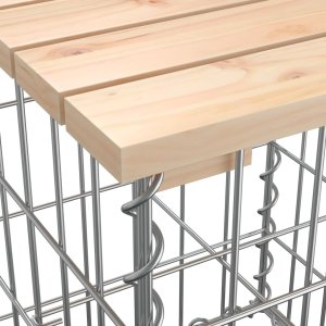 vidaXL Ławka ogrodowa, gabion, 33x31x42 cm, lite drewno sosnowe 6