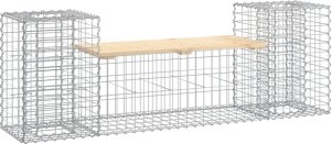 vidaXL Ławka ogrodowa z gabionem, 183x41x60,5 cm, lite drewno sosnowe 2