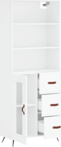 vidaXL Witrynka, biała, 69,5x34x180 cm, materiał drewnopochodny 4