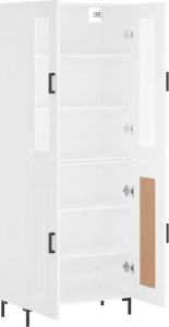 vidaXL Witrynka, biała, 69,5x34x180 cm, materiał drewnopochodny 3