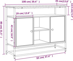 vidaXL Komoda, dąb sonoma, 100x35x80 cm 7