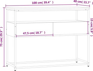 vidaXL Stolik konsolowy, przydymiony dąb, 100x40x75 cm 11
