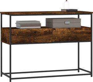 vidaXL Stolik konsolowy, przydymiony dąb, 100x40x75 cm 3