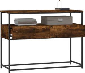 vidaXL Stolik konsolowy, przydymiony dąb, 100x40x75 cm 4