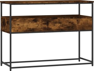 vidaXL Stolik konsolowy, przydymiony dąb, 100x40x75 cm 8