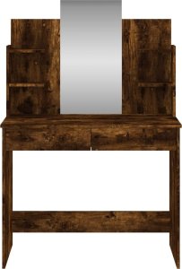 vidaXL Toaletka z lustrem, przydymiony dąb, 96x39x142 cm 4