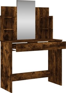 vidaXL Toaletka z lustrem, przydymiony dąb, 96x39x142 cm 5