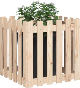 vidaXL Donica ogrodowa z płotkiem, 60x60x60 cm, lite drewno sosnowe 3