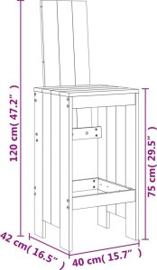 vidaXL 3-cz. zestaw mebli barowych do ogrodu, biały, drewno sosnowe 9