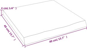 vidaXL Blat do łazienki, 40x40x(2-4) cm, surowe, lite drewno 8