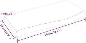 vidaXL Blat do łazienki, jasnobrązowy, 60x30x(2-4) cm, lite drewno 8