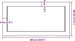 vidaXL Blat do łazienki, jasnobrązowy, 60x30x(2-4) cm, lite drewno 9