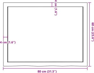 vidaXL Blat do łazienki, jasnobrązowy, 80x60x(2-4) cm, lite drewno 9