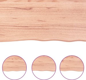 vidaXL Blat do łazienki, jasnobrązowy, 200x60x(2-4) cm, lite drewno 5
