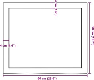 vidaXL Blat do łazienki, ciemnobrązowy, 60x50x(2-4) cm, lite drewno 9