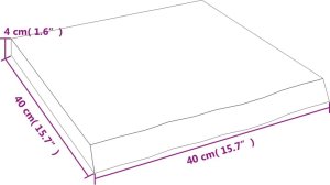 vidaXL Blat do łazienki, ciemnobrązowy, 40x40x(2-4) cm, lite drewno 8