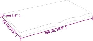 vidaXL Blat do łazienki, ciemnobrązowy, 100x60x(2-4) cm, lite drewno 8