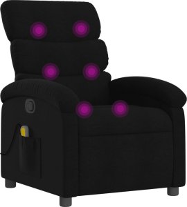 vidaXL Rozkładany fotel masujący, czarny, obity tkaniną 2