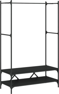 vidaXL Wieszak na ubrania, z półkami, czarny, materiał drewnopochodny 2