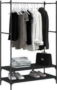 vidaXL Wieszak na ubrania, z półkami, czarny, materiał drewnopochodny 3