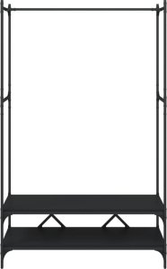 vidaXL Wieszak na ubrania, z półkami, czarny, materiał drewnopochodny 4