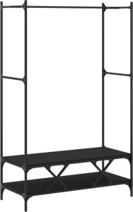 vidaXL Wieszak na ubrania, z półkami, czarny, materiał drewnopochodny 6