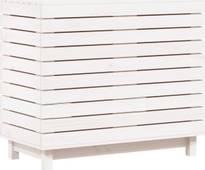 vidaXL Kosz na pranie, biały, 88,5x44x76 cm, lite drewno sosnowe 2