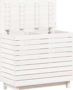 vidaXL Kosz na pranie, biały, 88,5x44x76 cm, lite drewno sosnowe 4