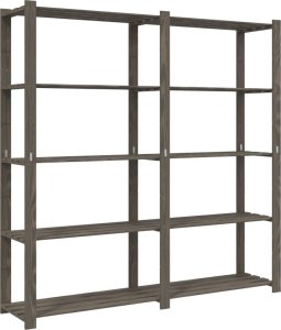 vidaXL Regał z 5 półkami, szary, 170x38x170 cm, lite drewno sosnowe 2