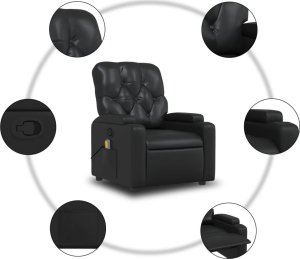 vidaXL Fotel rozkładany, czarny, sztuczna skóra 5