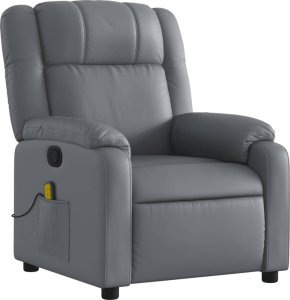 vidaXL Rozkładany fotel masujący, szary, obity sztuczną skórą 3