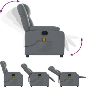 vidaXL Rozkładany fotel masujący, szary, obity sztuczną skórą 5