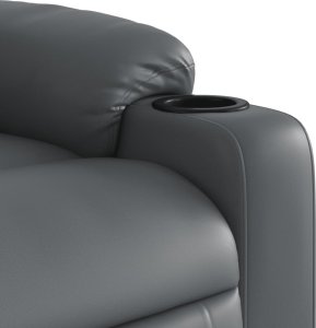 vidaXL Rozkładany fotel masujący, szary, obity sztuczną skórą 9