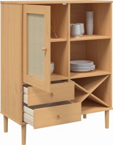 vidaXL Szafka SENJA, imitacja rattanu, brązowa, 90x40x112 cm, sosnowa 4