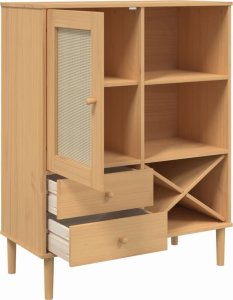 vidaXL Szafka SENJA, imitacja rattanu, brązowa, 90x40x112 cm, sosnowa 6