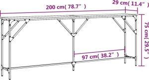 vidaXL Stolik konsolowy, dąb sonoma, 200x29x75 cm 9