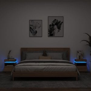 vidaXL Szafki nocne z LED, 2 szt., dąb sonoma, 40x39x48,5 cm 1