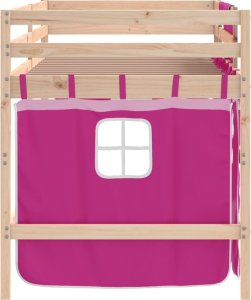 vidaXL Dziecięce łóżko na antresoli, różowe zasłonki, 80x200 cm 8