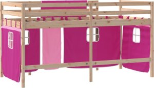 vidaXL Dziecięce łóżko na antresoli, różowe zasłonki, 80x200 cm 9