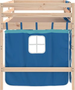vidaXL Dziecięce łóżko na antresoli, niebieskie zasłonki, 90x190 cm 8