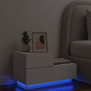 vidaXL Szafka nocna z oświetleniem LED, biała, 70x36x40,5 cm 1