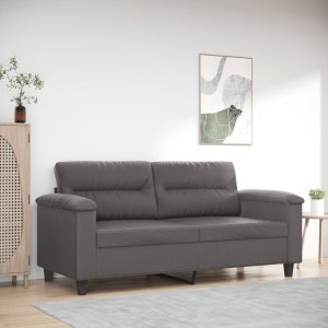 vidaXL 2-osobowa sofa, szary, 140 cm, sztuczna skóra 1