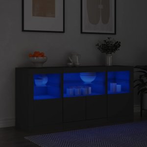 vidaXL Szafka z oświetleniem LED, czarna, 142,5x37x67 cm 1